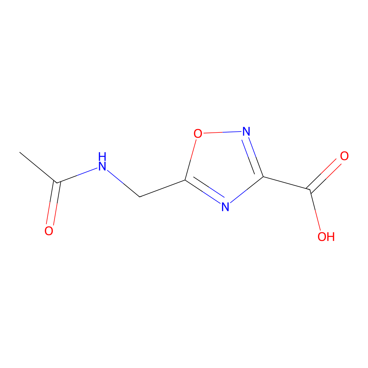 5-(Acetamidomethyl)-1,2,4-oxadiazole-3-carboxylic acid molecular structure, CAS 2680868-03-3