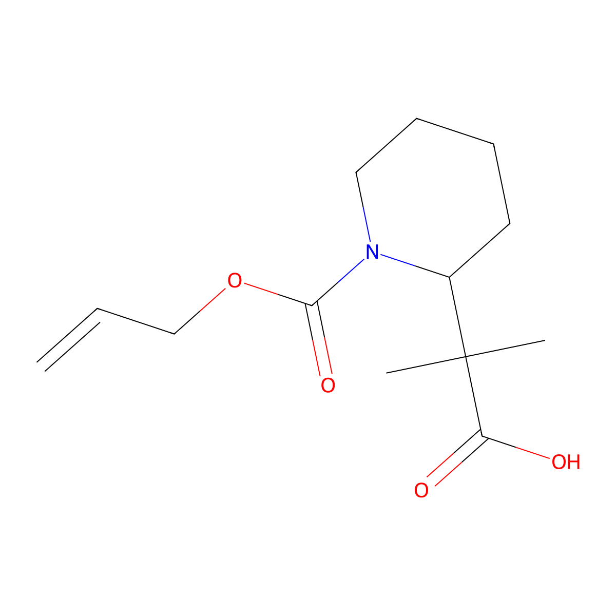 2-Methyl-2-{1-[(prop-2-en-1-yloxy)carbonyl]piperidin-2-yl}propanoic acid molecular structure, CAS 2680868-05-5