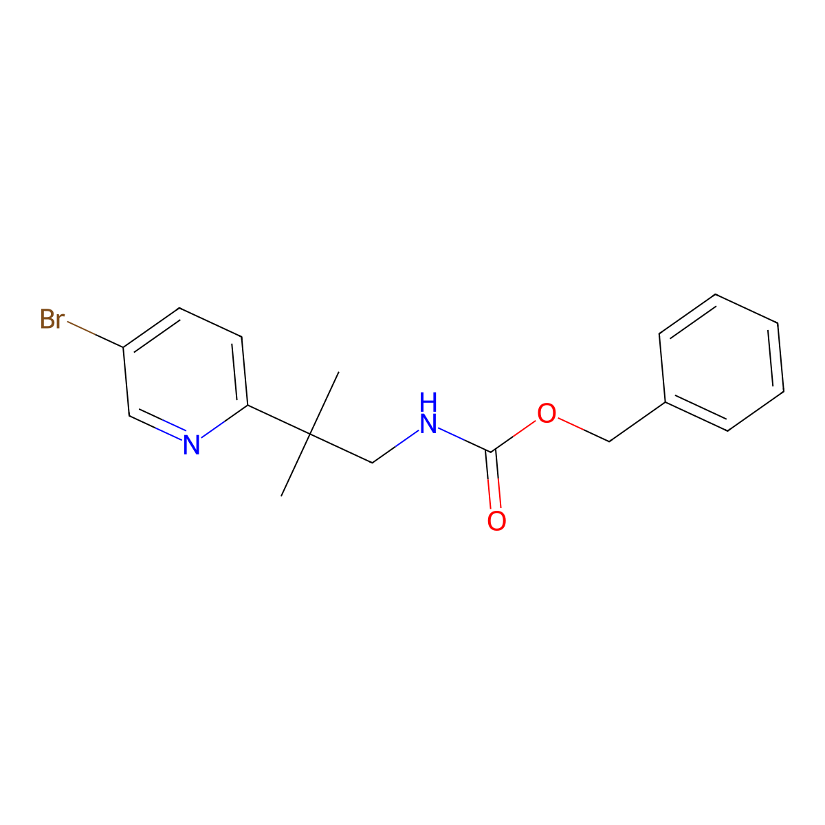 benzyl N-[2-(5-bromopyridin-2-yl)-2-methylpropyl]carbamate molecular structure, CAS 2680868-09-9
