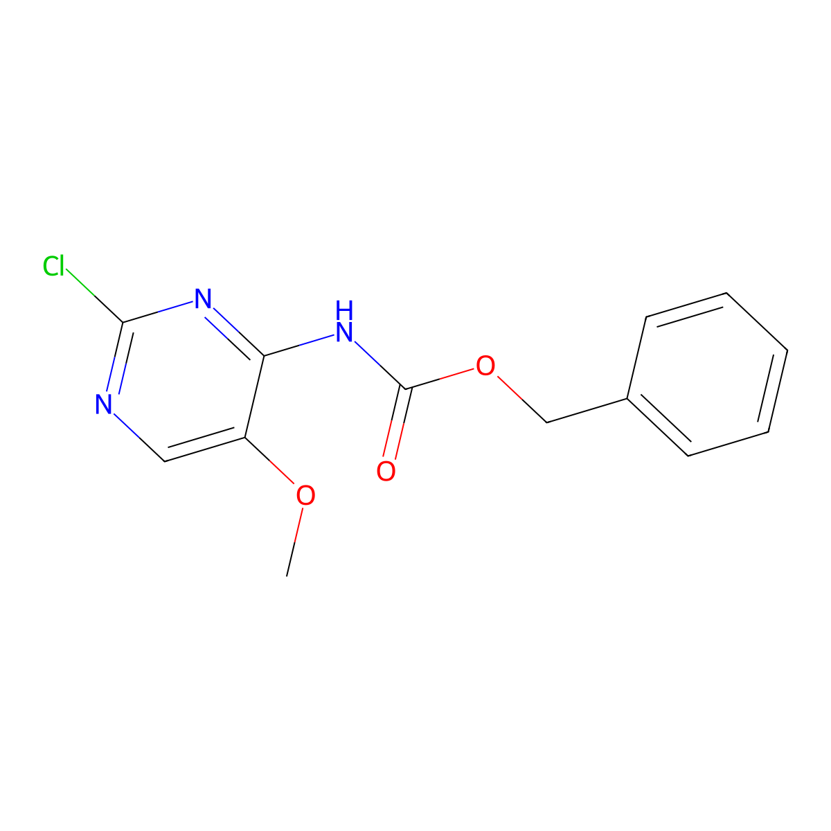 benzyl N-(2-chloro-5-methoxypyrimidin-4-yl)carbamate molecular structure, CAS 2680868-10-2