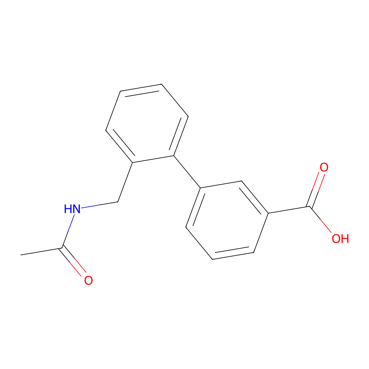 2'-(Acetamidomethyl)-[1,1'-biphenyl]-3-carboxylic acid molecular structure, CAS 2680868-25-9