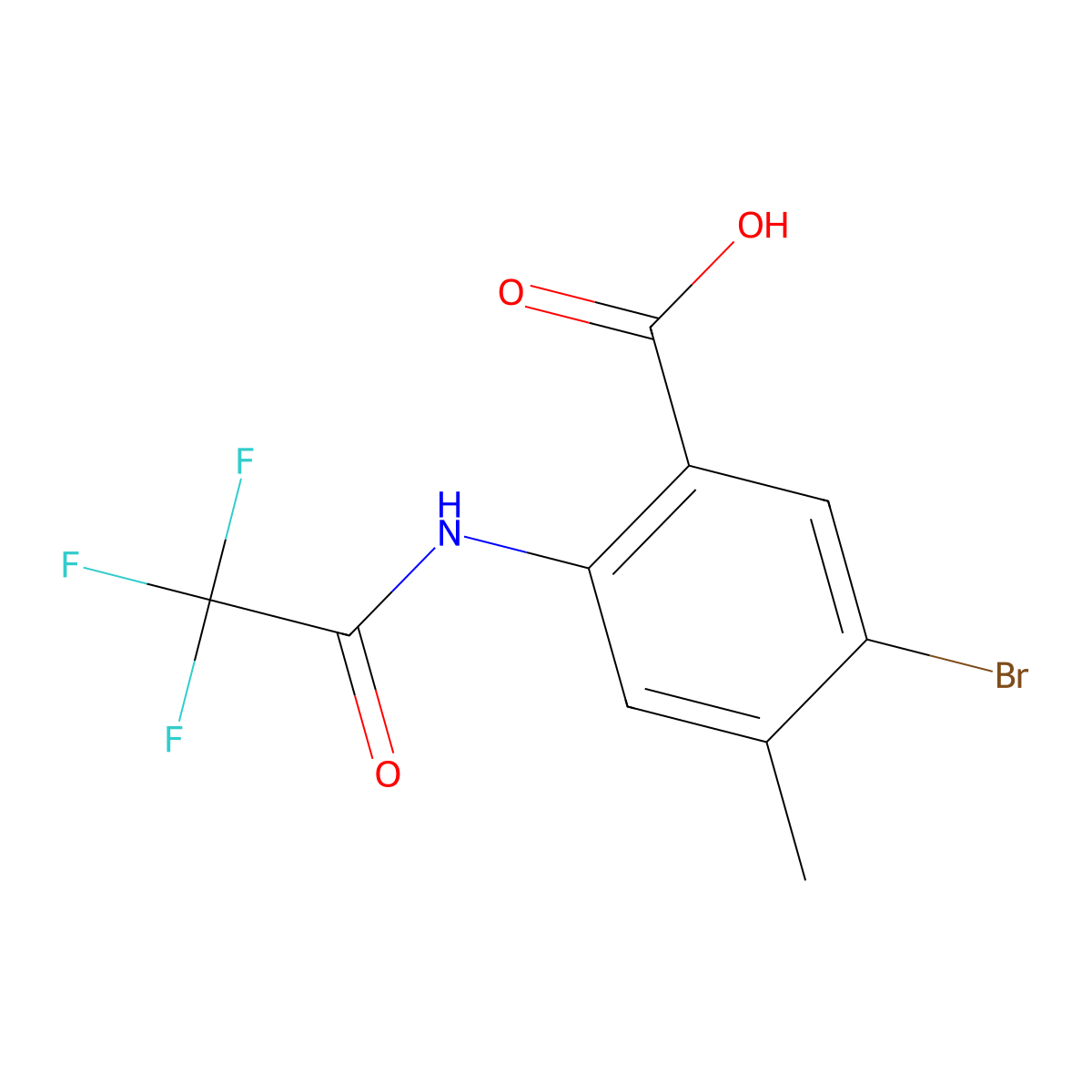 5-Bromo-4-methyl-2-(2,2,2-trifluoroacetamido)benzoic acid molecular structure, CAS 2680868-27-1
