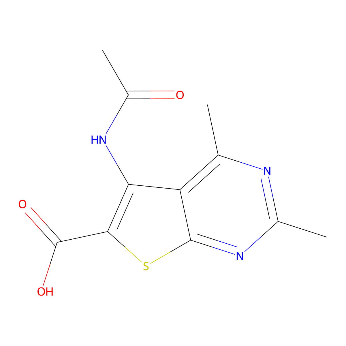 5-Acetamido-2,4-dimethylthieno[2,3-d]pyrimidine-6-carboxylic acid molecular structure, CAS 2680868-30-6