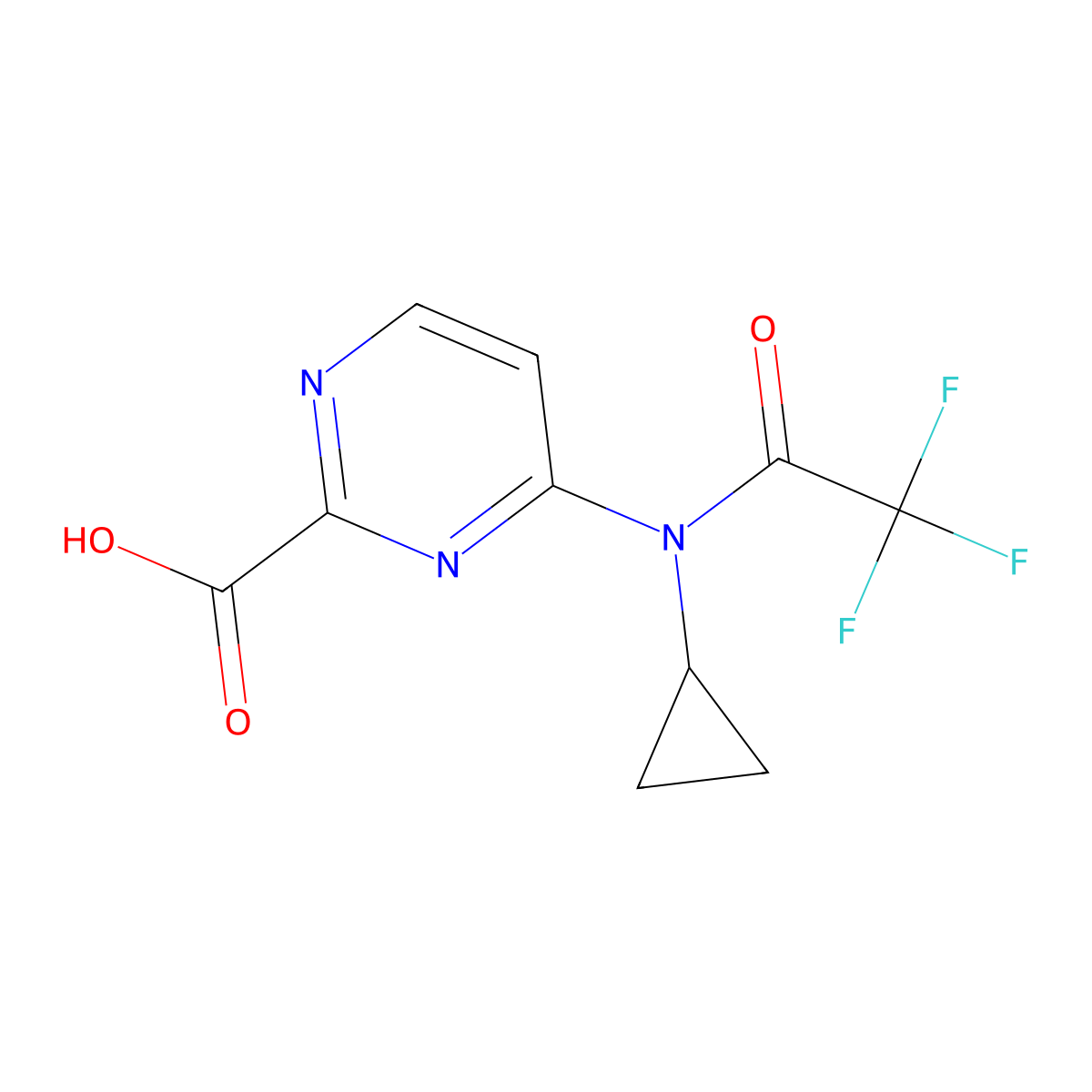 4-(N-cyclopropyl-2,2,2-trifluoroacetamido)pyrimidine-2-carboxylic acid molecular structure, CAS 2680868-35-1