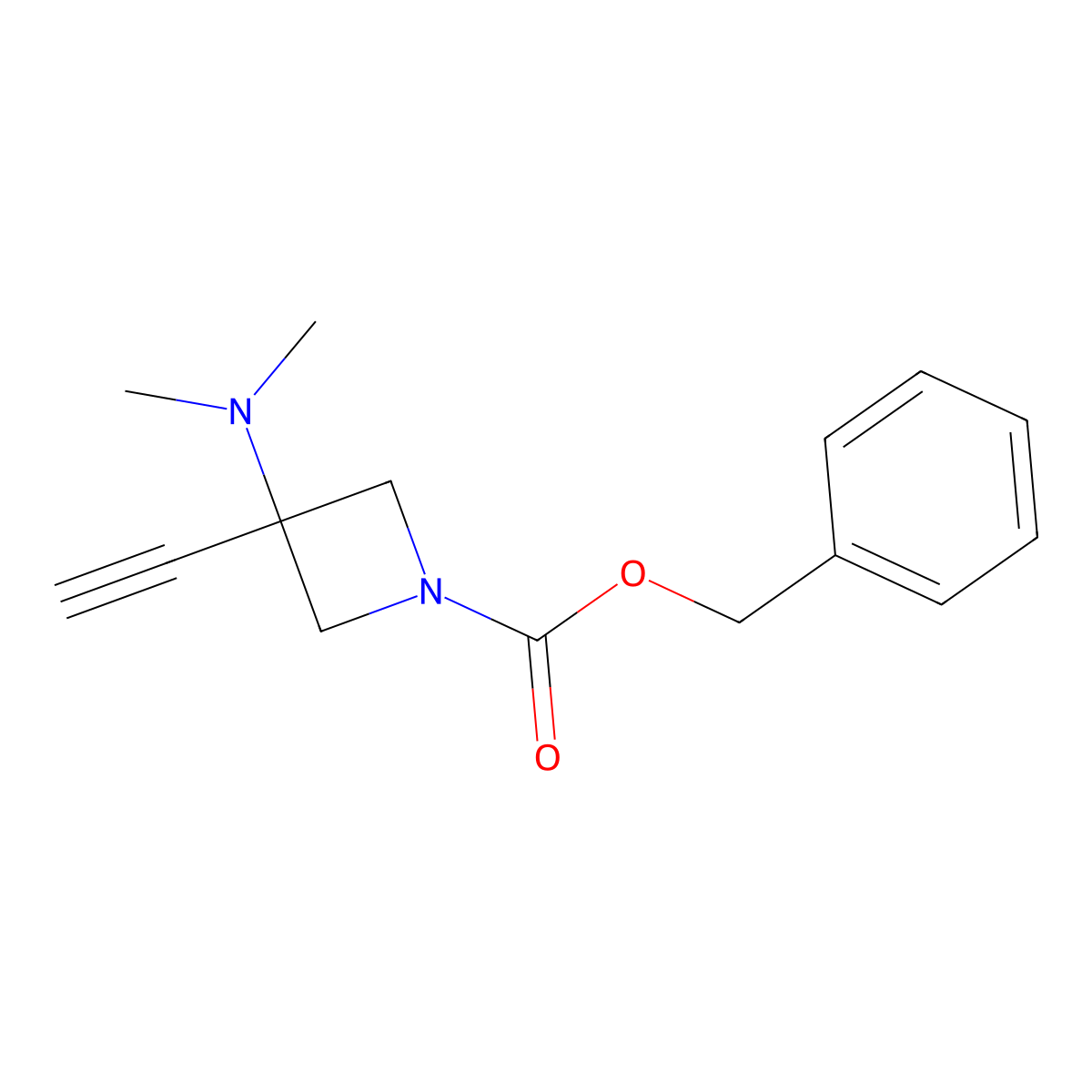 Benzyl 3-(dimethylamino)-3-ethynylazetidine-1-carboxylate molecular structure, CAS 2680868-36-2