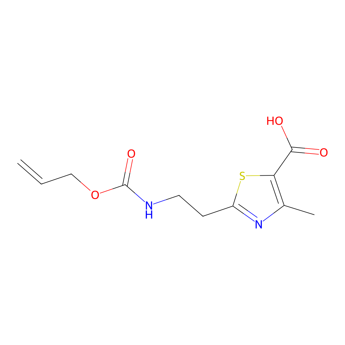 4-Methyl-2-(2-{[(prop-2-en-1-yloxy)carbonyl]amino}ethyl)-1,3-thiazole-5-carboxylic acid molecular structure, CAS 2680868-38-4