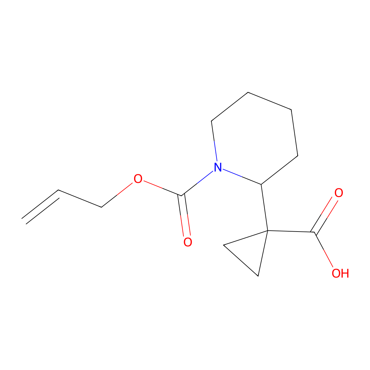 1-{1-[(Prop-2-en-1-yloxy)carbonyl]piperidin-2-yl}cyclopropane-1-carboxylic acid molecular structure, CAS 2680868-40-8