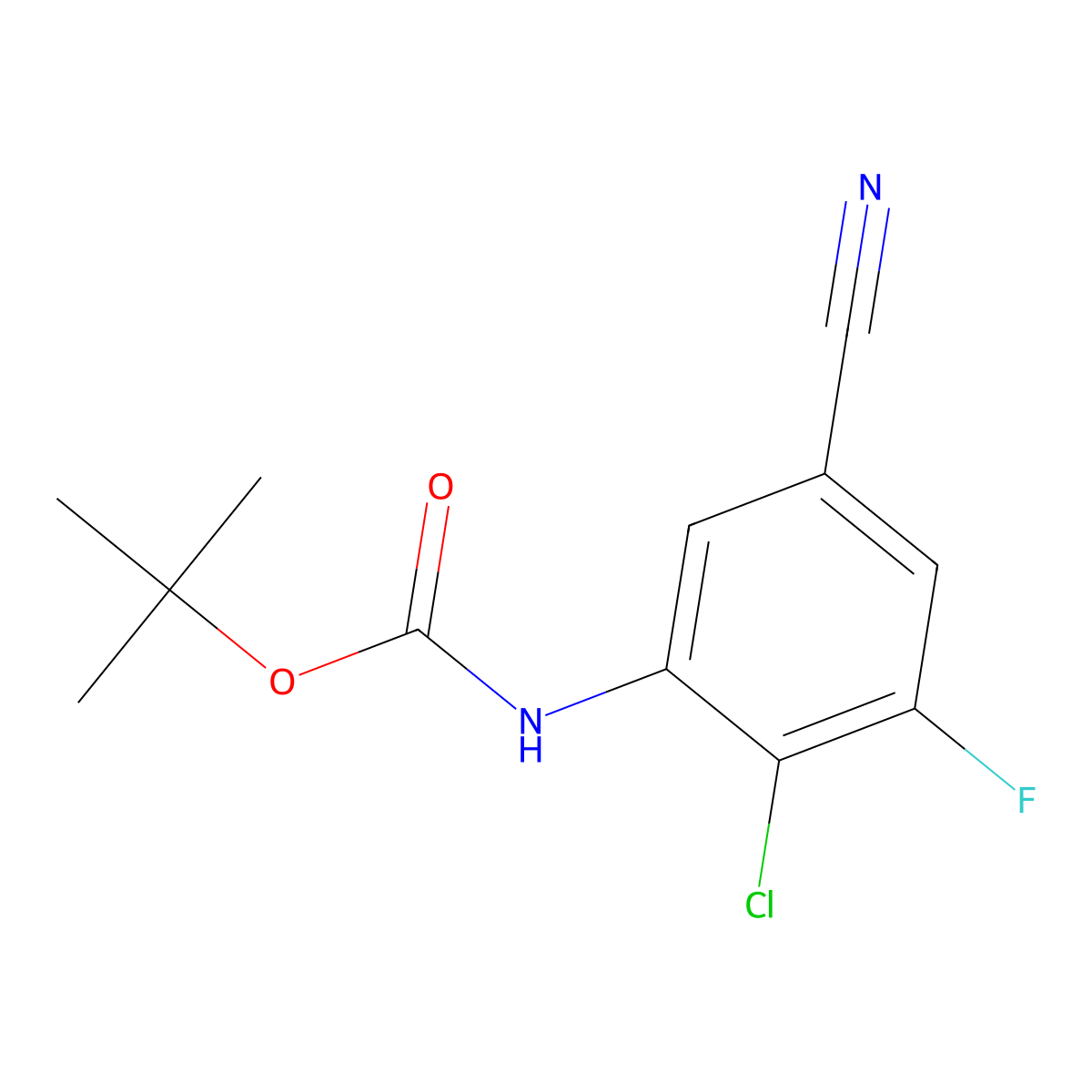 tert-butyl N-(2-chloro-5-cyano-3-fluorophenyl)carbamate molecular structure, CAS 2680868-41-9