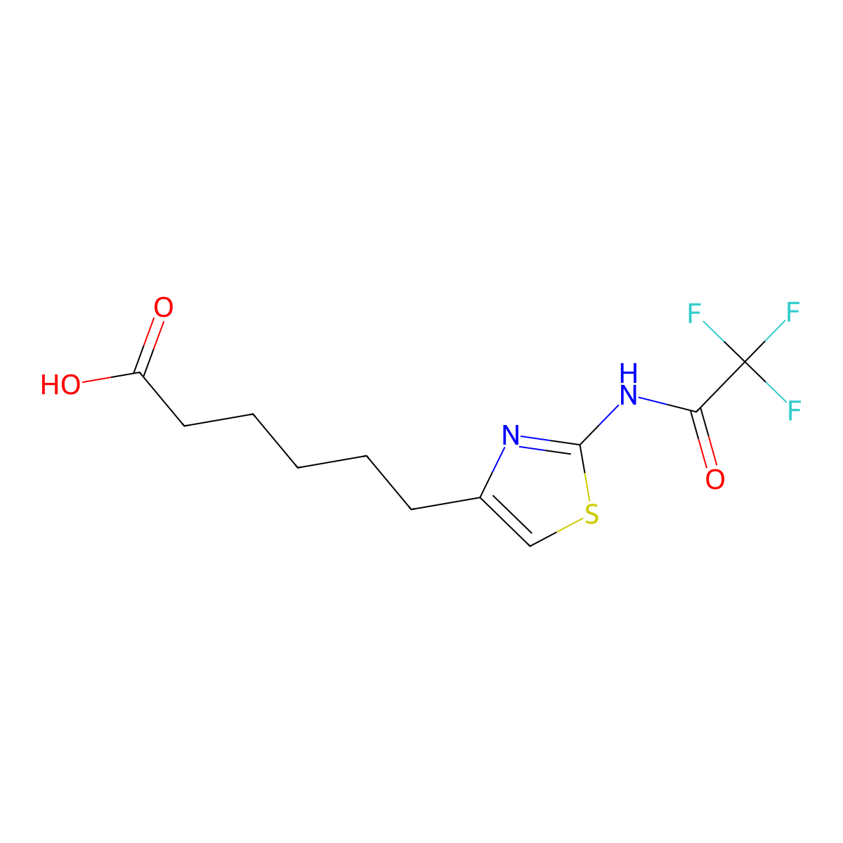 6-[2-(2,2,2-Trifluoroacetamido)-1,3-thiazol-4-yl]hexanoic acid molecular structure, CAS 2680868-46-4