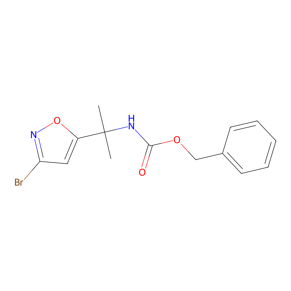 benzyl N-[2-(3-bromo-1,2-oxazol-5-yl)propan-2-yl]carbamate molecular structure, CAS 2680868-48-6