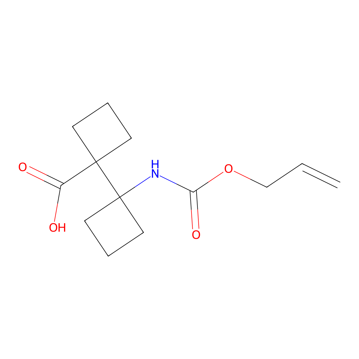 1'-{[(Prop-2-en-1-yloxy)carbonyl]amino}-[1,1'-bi(cyclobutane)]-1-carboxylic acid molecular structure, CAS 2680868-54-4