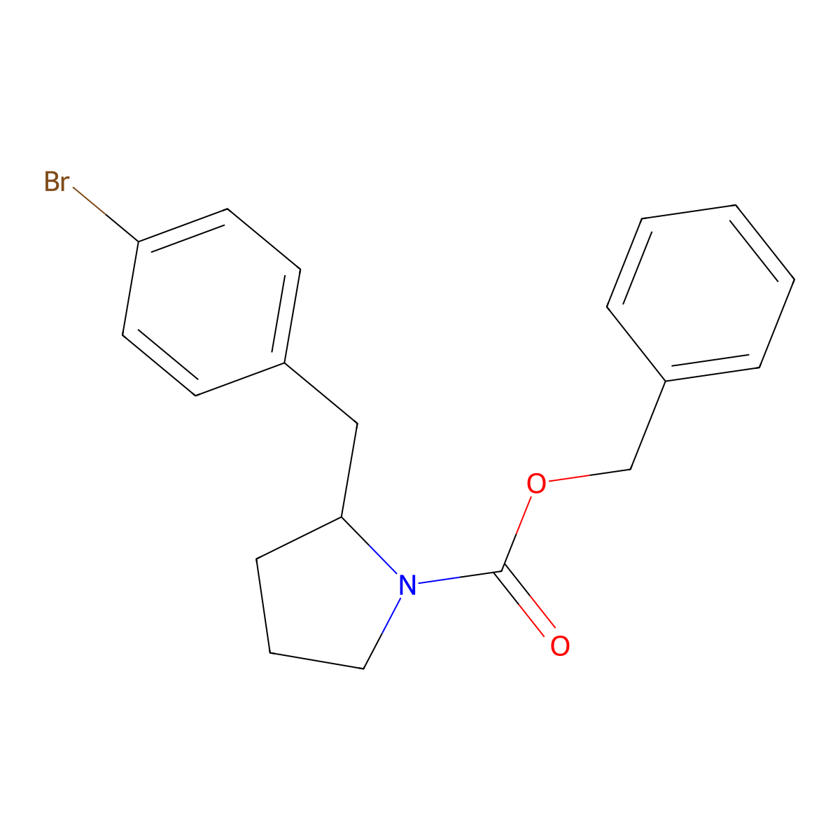 Benzyl 2-[(4-bromophenyl)methyl]pyrrolidine-1-carboxylate molecular structure, CAS 2680868-56-6