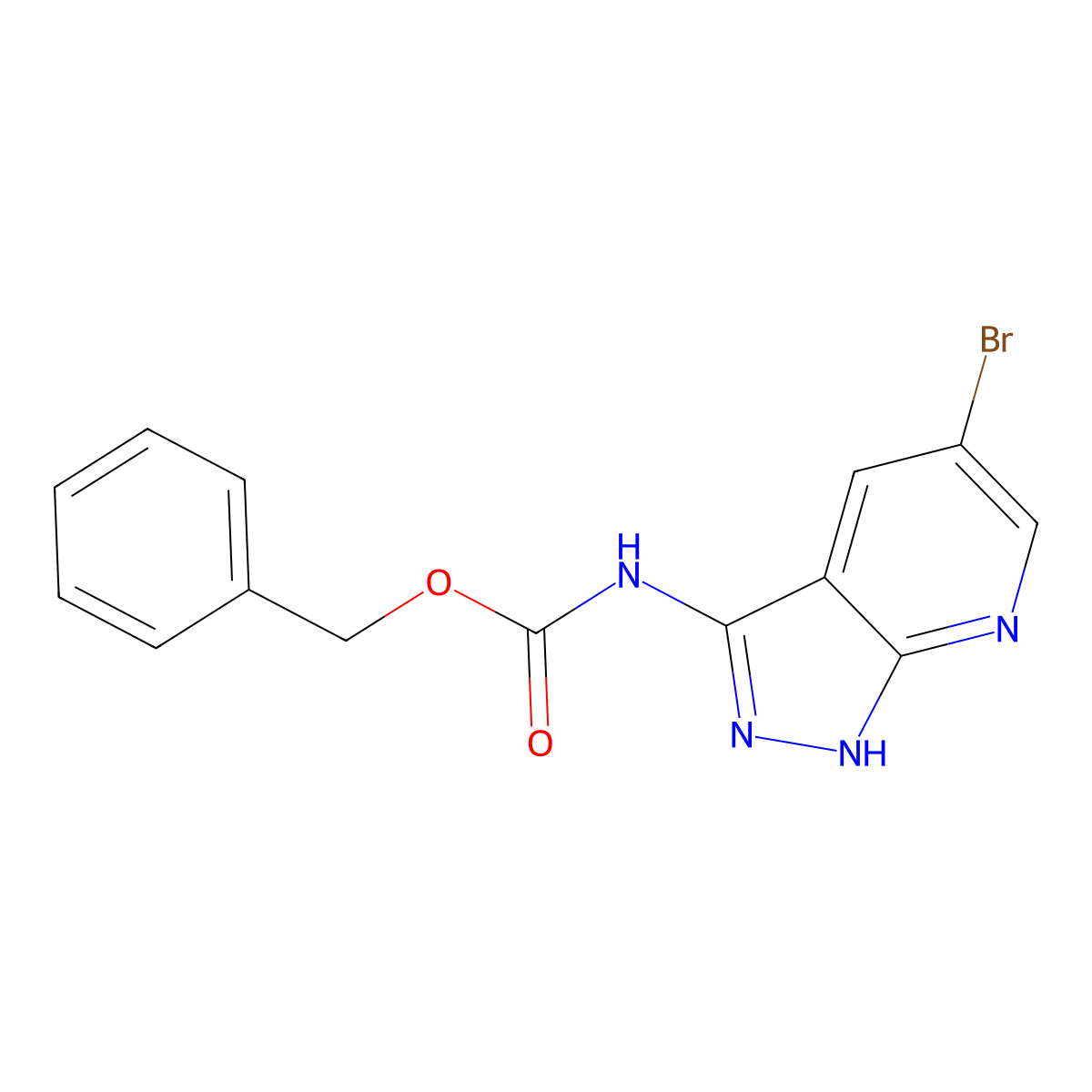 benzyl N-{5-bromo-1H-pyrazolo[3,4-b]pyridin-3-yl}carbamate molecular structure, CAS 2680868-64-6