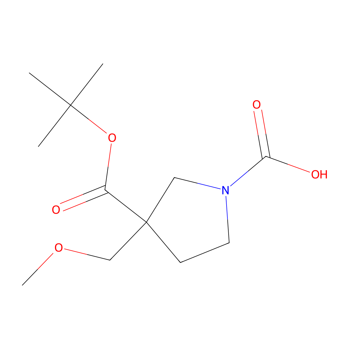 3-[(Tert-butoxy)carbonyl]-3-(methoxymethyl)pyrrolidine-1-carboxylic acid molecular structure, CAS 2680868-65-7