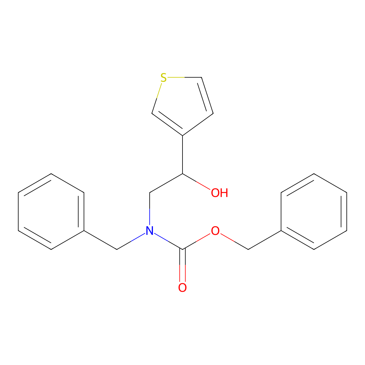 benzyl N-benzyl-N-[2-hydroxy-2-(thiophen-3-yl)ethyl]carbamate molecular structure, CAS 2680868-76-0