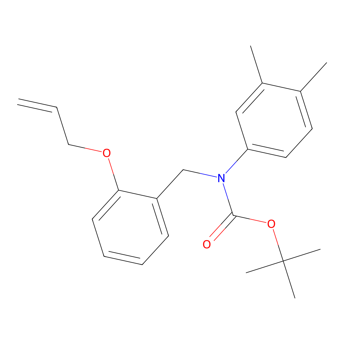 tert-butyl N-(3,4-dimethylphenyl)-N-{[2-(prop-2-en-1-yloxy)phenyl]methyl}carbamate molecular structure, CAS 2680868-77-1