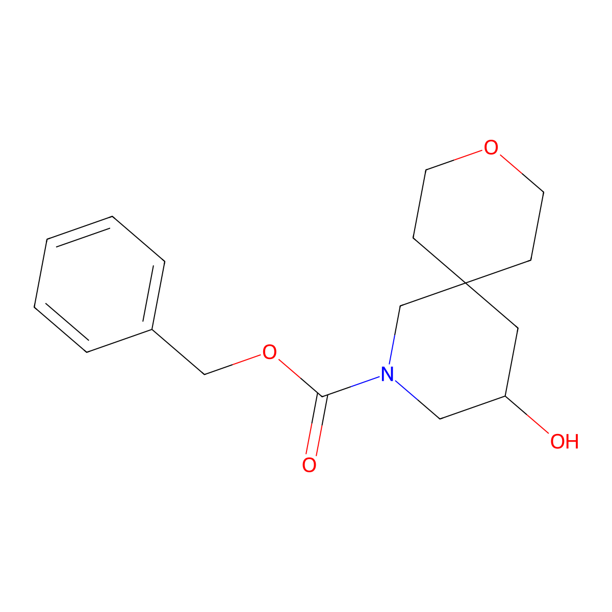 Benzyl 4-hydroxy-9-oxa-2-azaspiro[5.5]undecane-2-carboxylate molecular structure, CAS 2680868-87-3