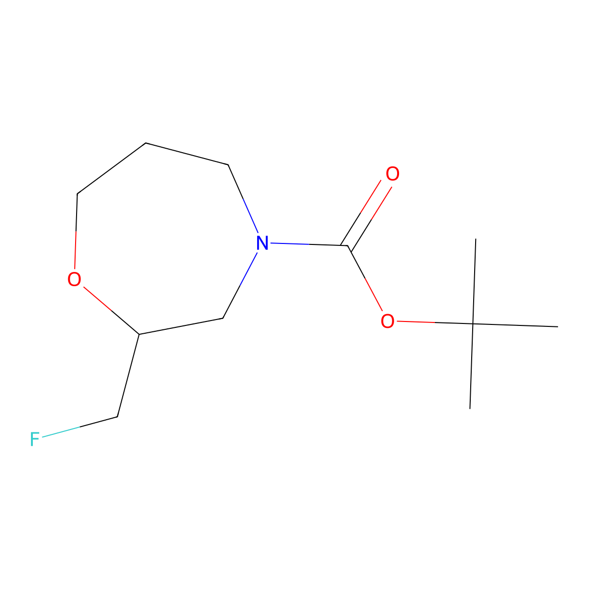 Tert-butyl 2-(fluoromethyl)-1,4-oxazepane-4-carboxylate molecular structure, CAS 2680868-89-5