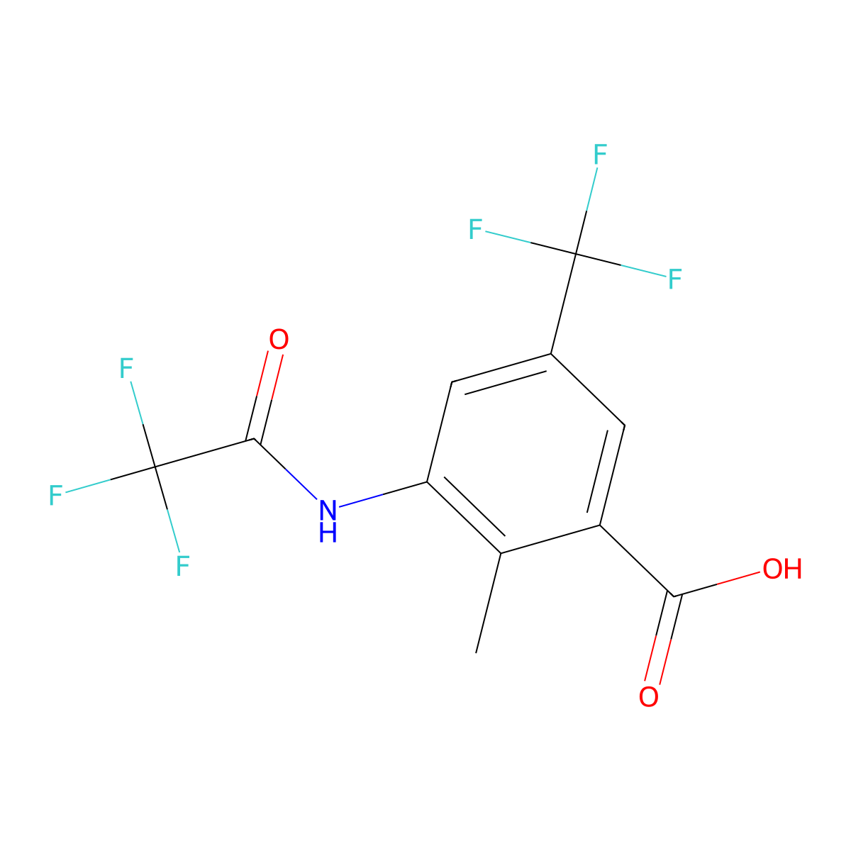 2-Methyl-3-(2,2,2-trifluoroacetamido)-5-(trifluoromethyl)benzoic acid molecular structure, CAS 2680868-91-9