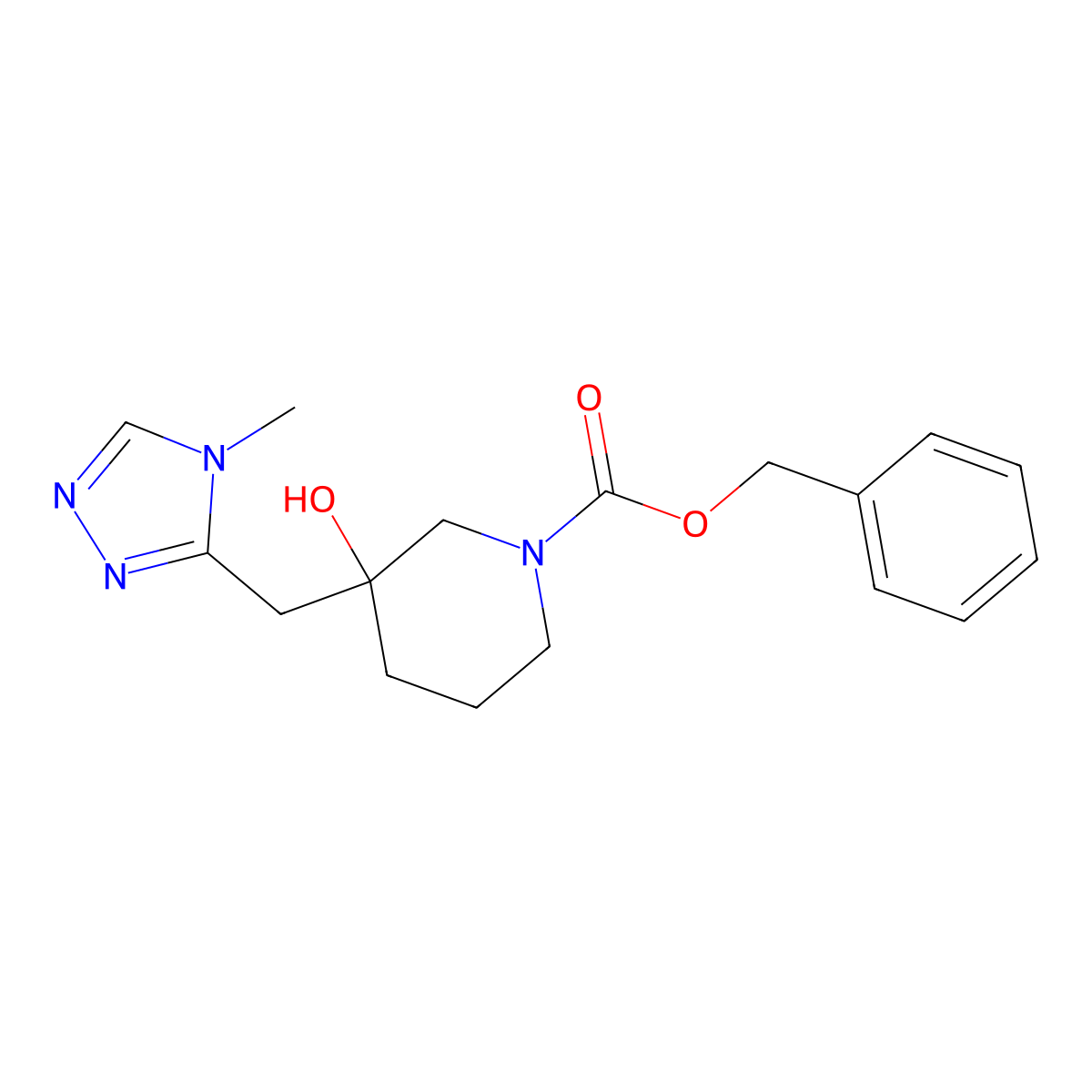 benzyl 3-hydroxy-3-[(4-methyl-4H-1,2,4-triazol-3-yl)methyl]piperidine-1-carboxylate molecular structure, CAS 2680868-92-0