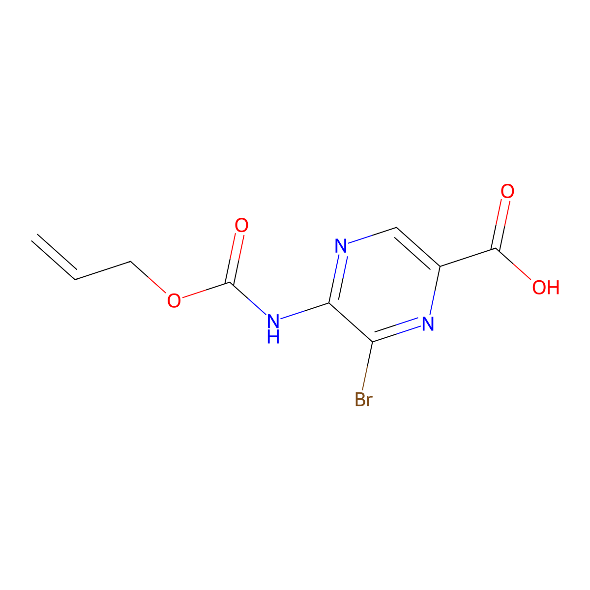6-Bromo-5-{[(prop-2-en-1-yloxy)carbonyl]amino}pyrazine-2-carboxylic acid molecular structure, CAS 2680868-94-2