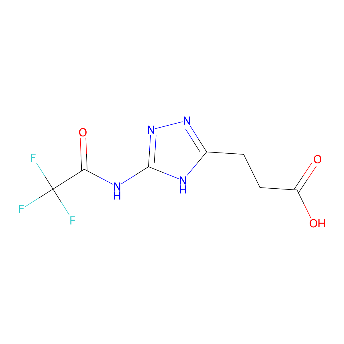 3-[5-(2,2,2-trifluoroacetamido)-4H-1,2,4-triazol-3-yl]propanoic acid molecular structure, CAS 2680869-04-7