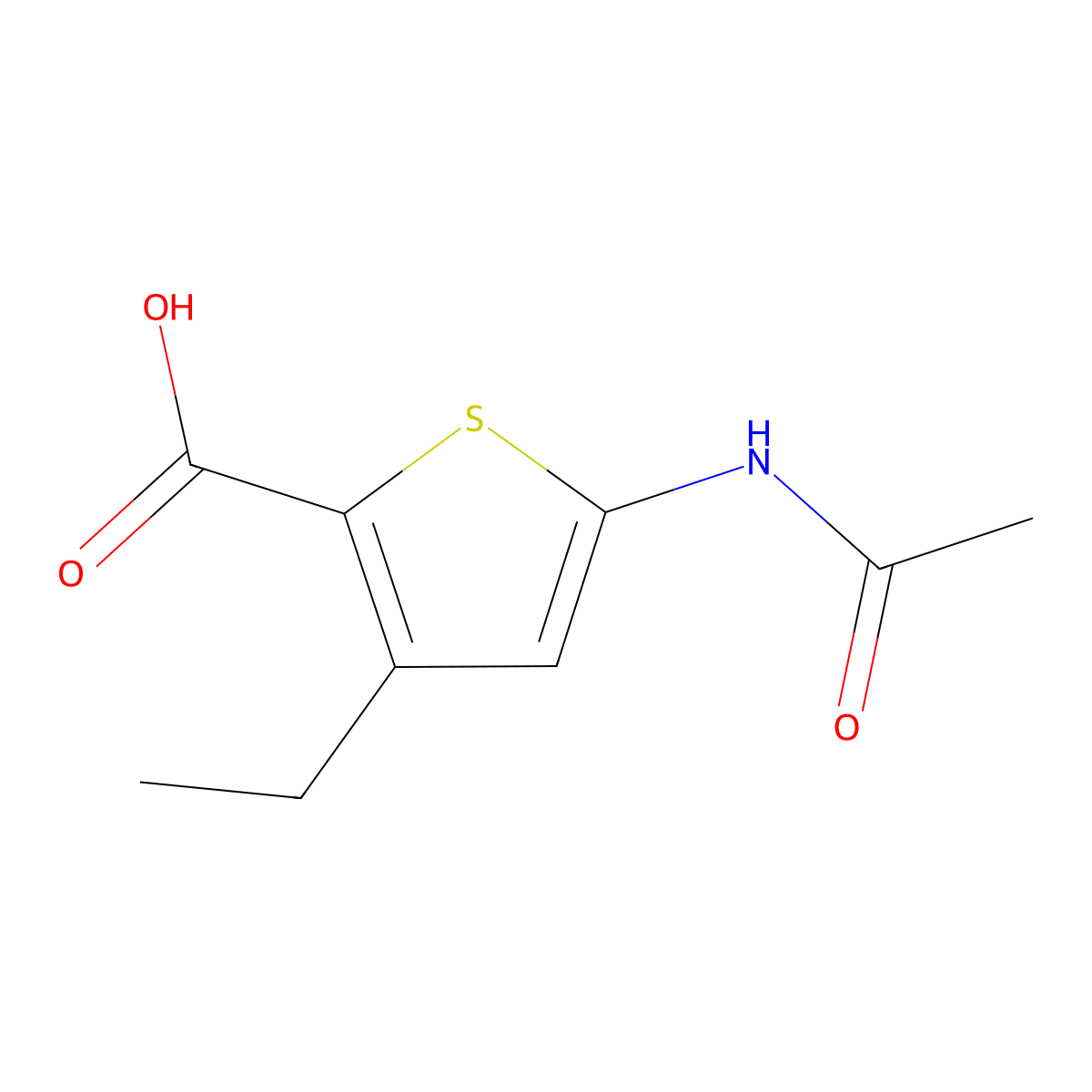 5-Acetamido-3-ethylthiophene-2-carboxylic acid molecular structure, CAS 2680869-07-0