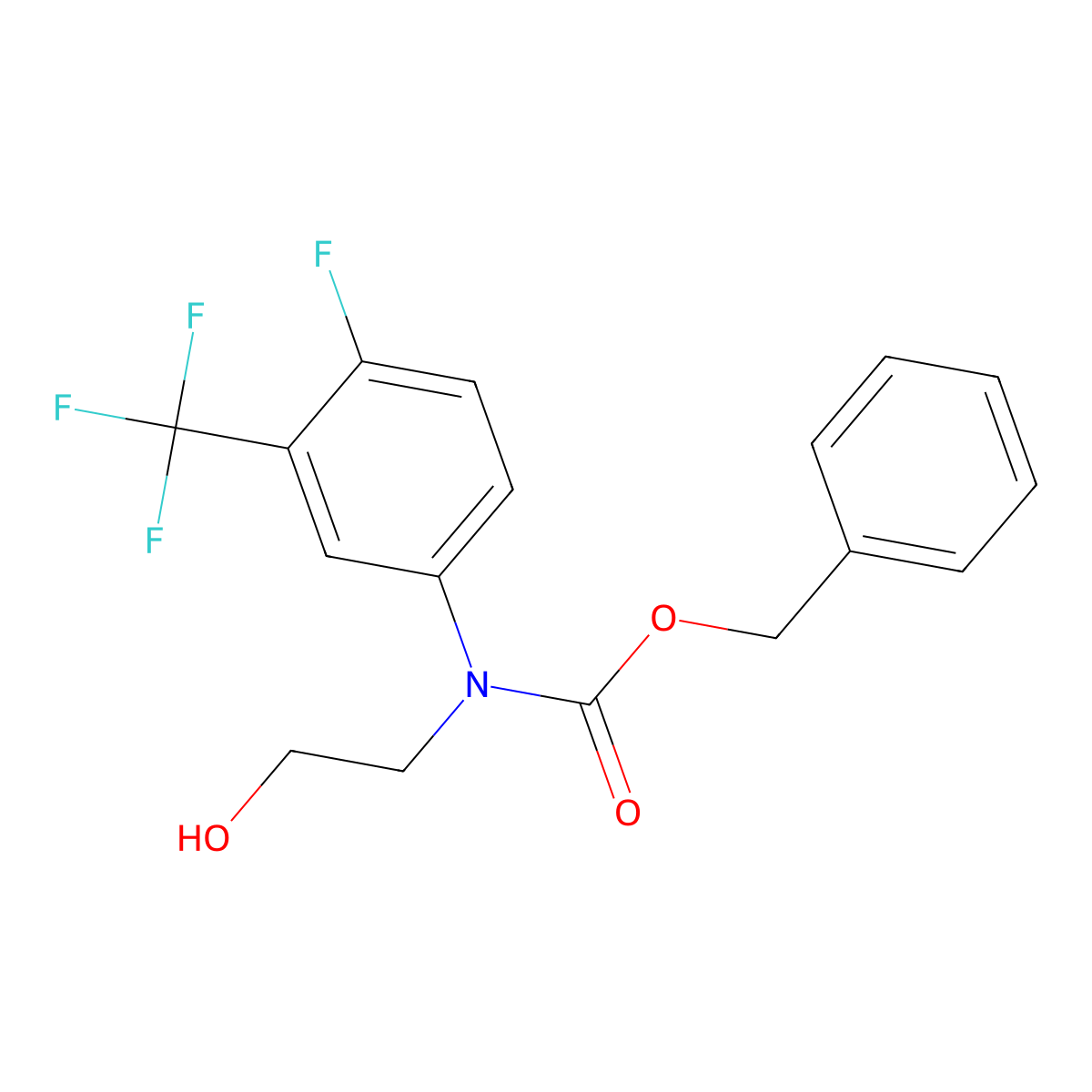 benzyl N-[4-fluoro-3-(trifluoromethyl)phenyl]-N-(2-hydroxyethyl)carbamate molecular structure, CAS 2680869-35-4