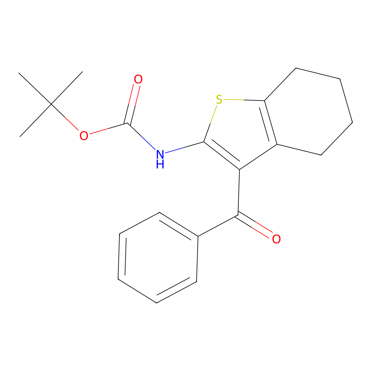 tert-butyl N-(3-benzoyl-4,5,6,7-tetrahydro-1-benzothiophen-2-yl)carbamate molecular structure, CAS 2680869-39-8