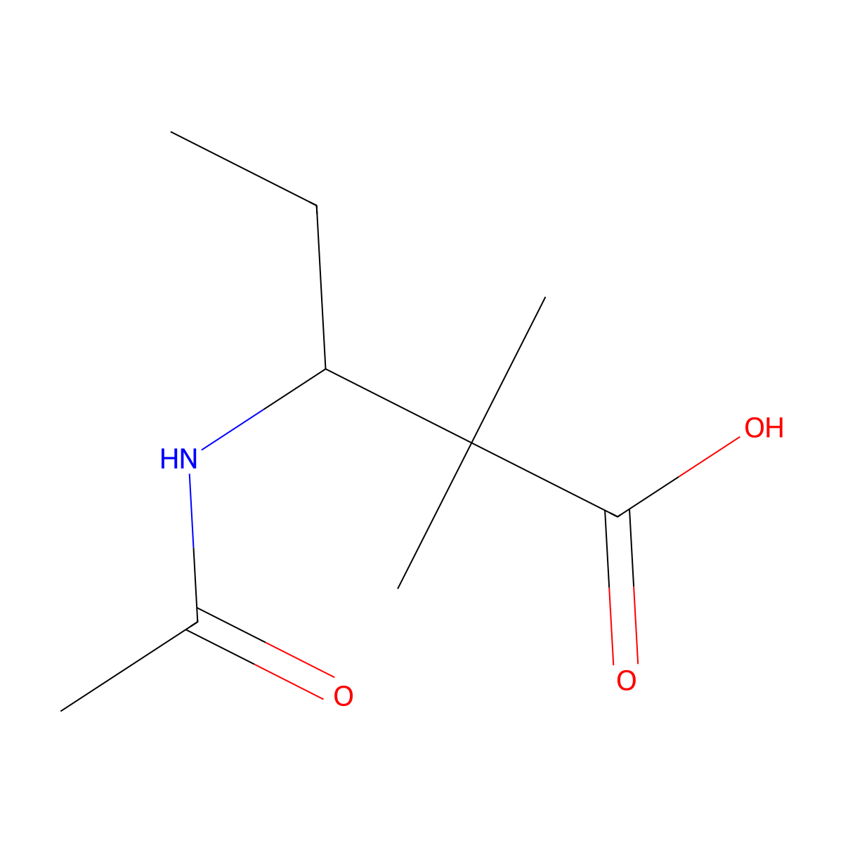 3-Acetamido-2,2-dimethylpentanoic acid molecular structure, CAS 2680869-40-1