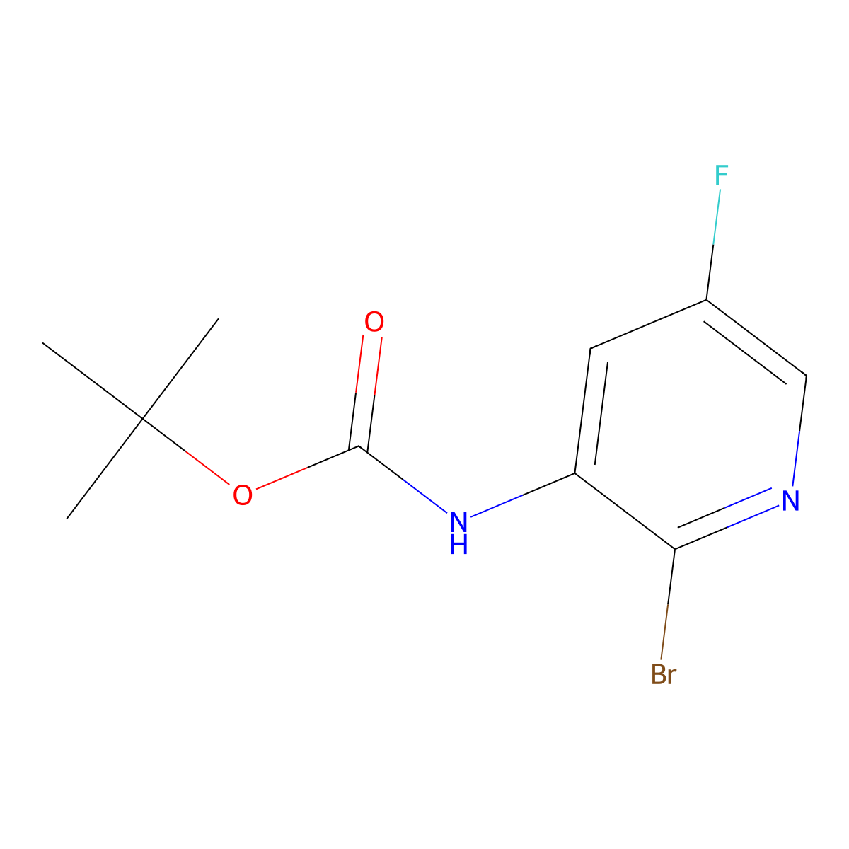 tert-butyl N-(2-bromo-5-fluoropyridin-3-yl)carbamate molecular structure, CAS 2680869-45-6