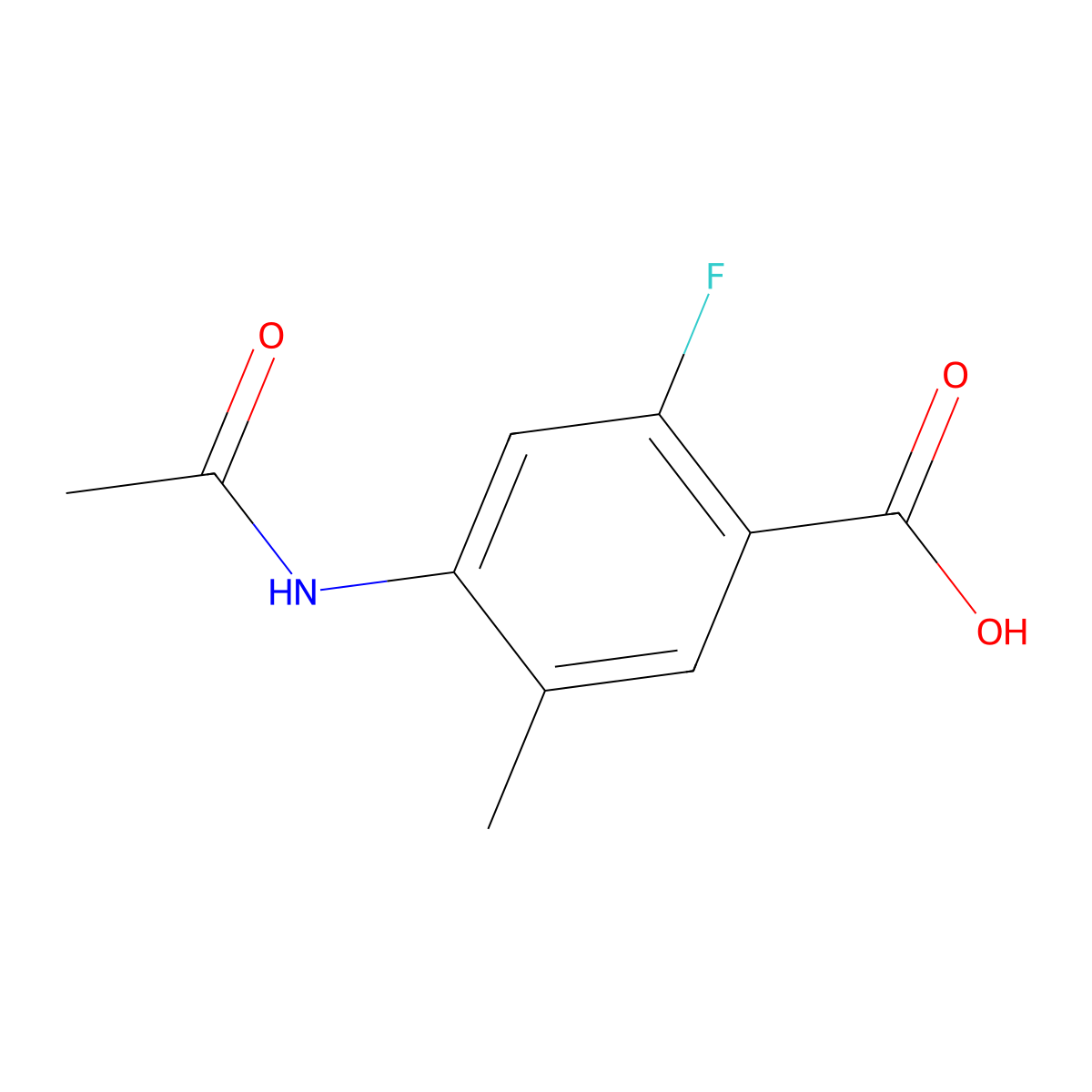4-Acetamido-2-fluoro-5-methylbenzoic acid molecular structure, CAS 2680869-60-5