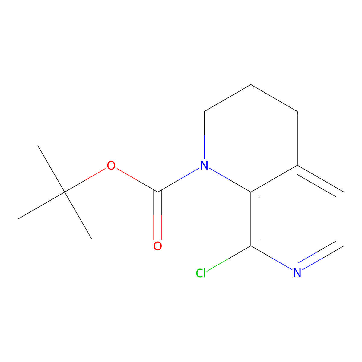 Tert-butyl 8-chloro-1,2,3,4-tetrahydro-1,7-naphthyridine-1-carboxylate molecular structure, CAS 2680869-65-0