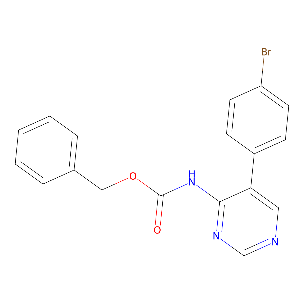 benzyl N-[5-(4-bromophenyl)pyrimidin-4-yl]carbamate molecular structure, CAS 2680869-70-7