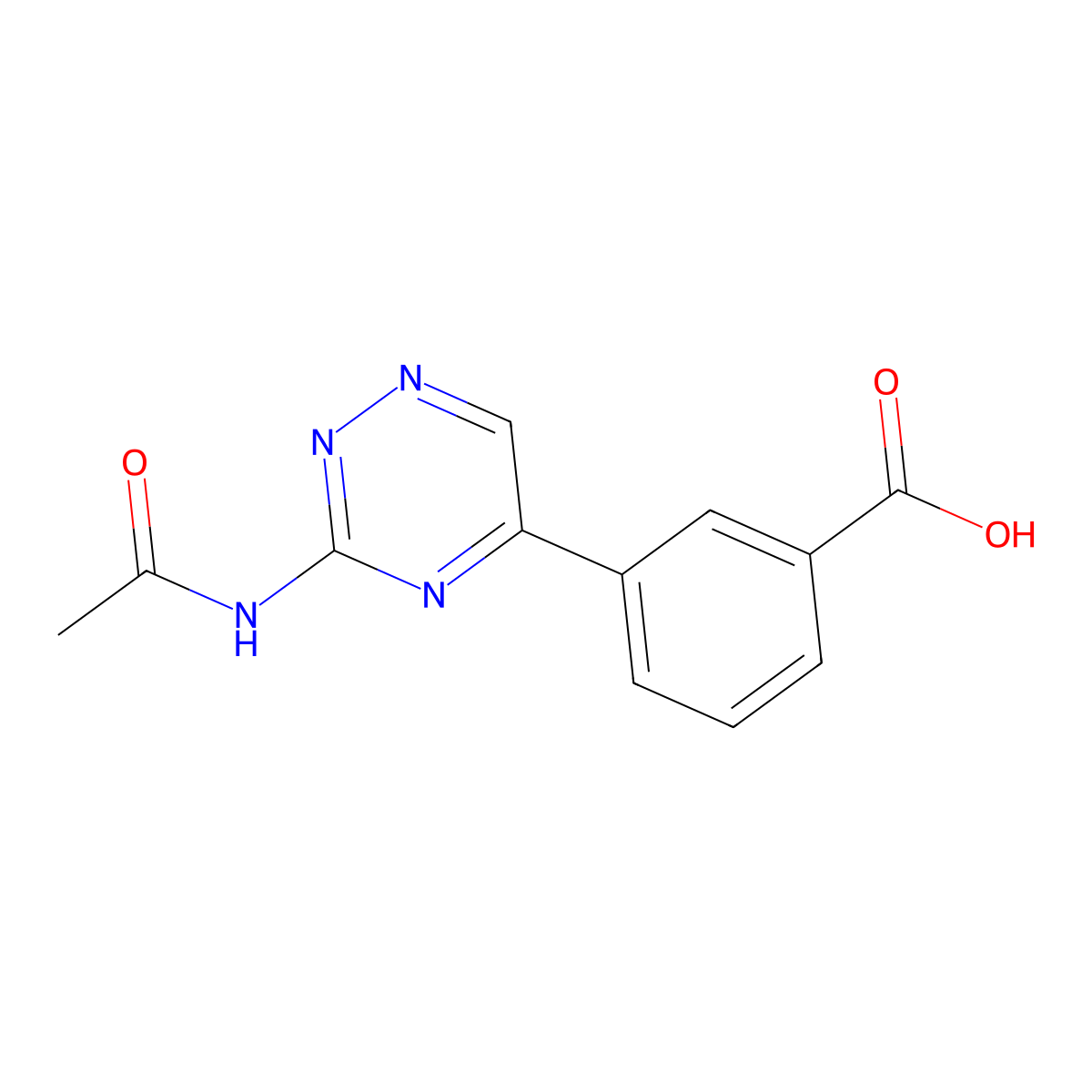 3-(3-Acetamido-1,2,4-triazin-5-yl)benzoic acid molecular structure, CAS 2680869-73-0