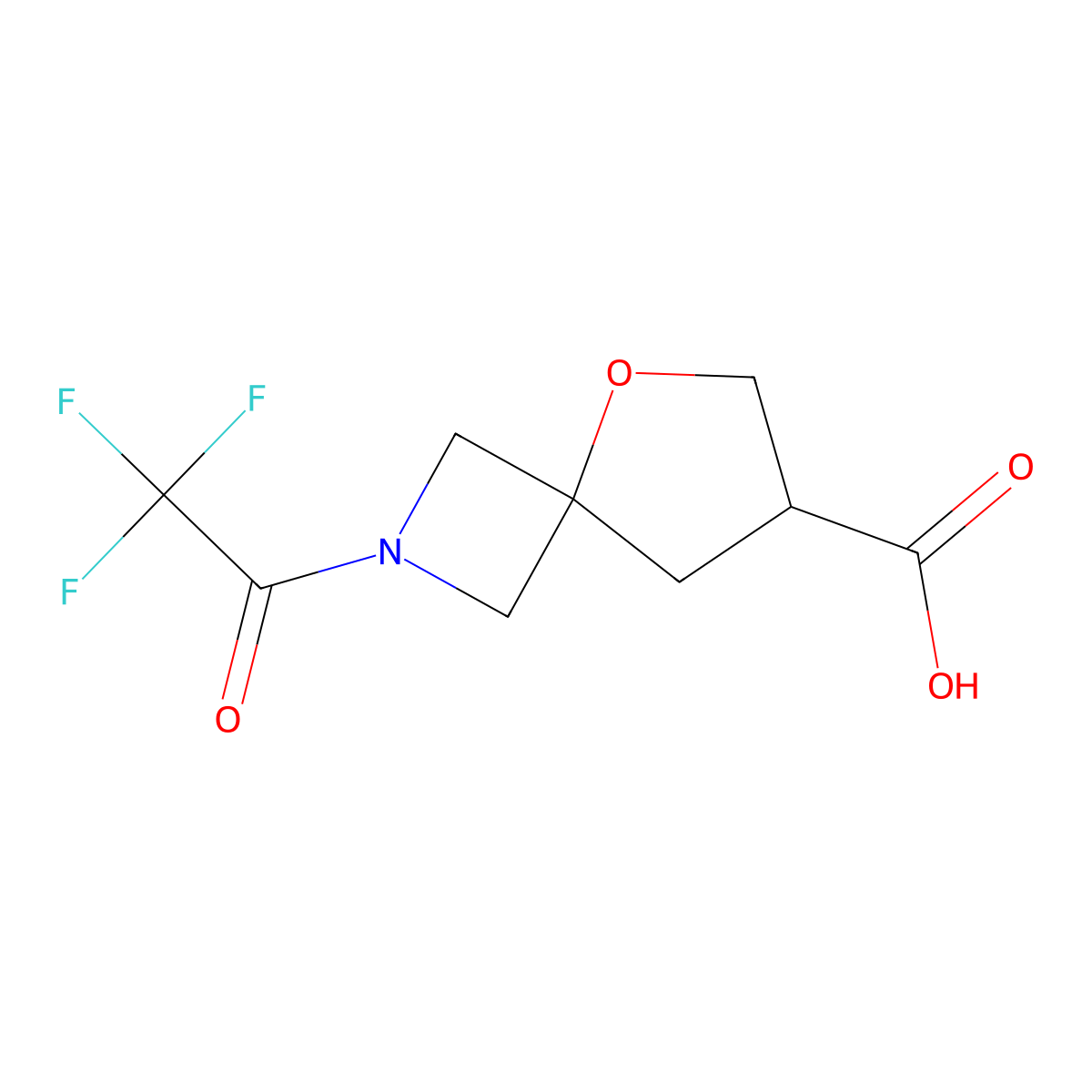 2-(2,2,2-Trifluoroacetyl)-5-oxa-2-azaspiro[3.4]octane-7-carboxylic acid molecular structure, CAS 2680869-74-1