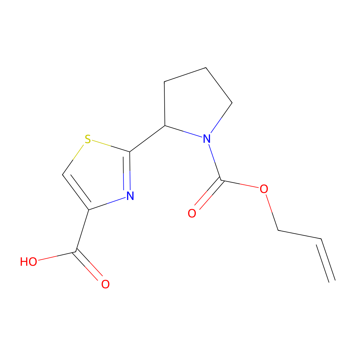 2-{1-[(Prop-2-en-1-yloxy)carbonyl]pyrrolidin-2-yl}-1,3-thiazole-4-carboxylic acid molecular structure, CAS 2680869-77-4