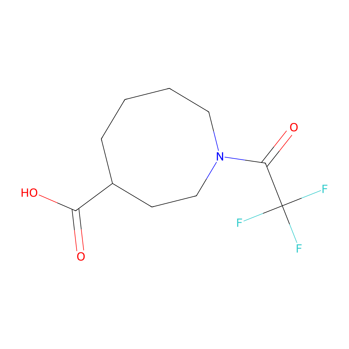1-(2,2,2-Trifluoroacetyl)azocane-4-carboxylic acid molecular structure, CAS 2680869-83-2