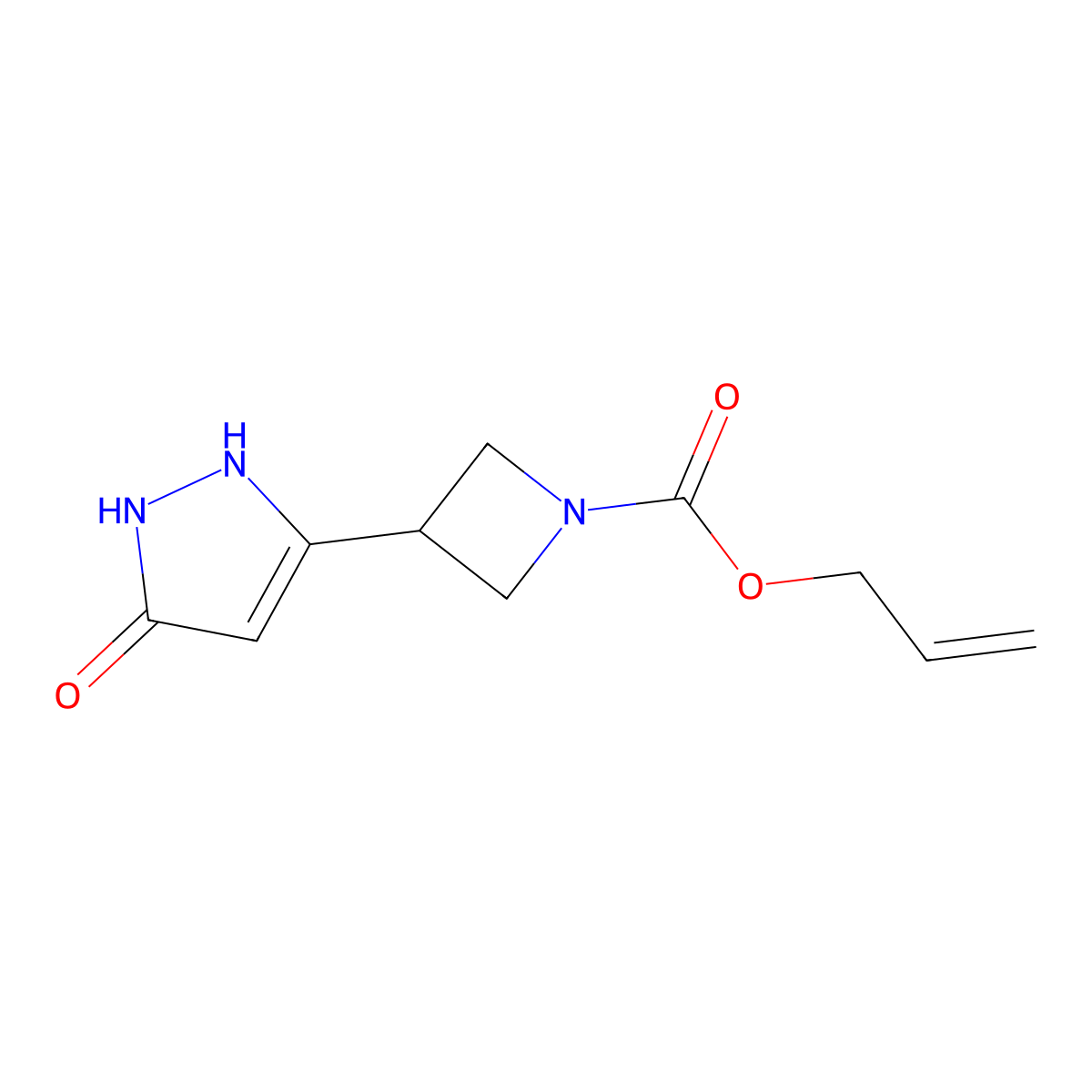 prop-2-en-1-yl 3-(5-oxo-2,5-dihydro-1H-pyrazol-3-yl)azetidine-1-carboxylate molecular structure, CAS 2680869-84-3