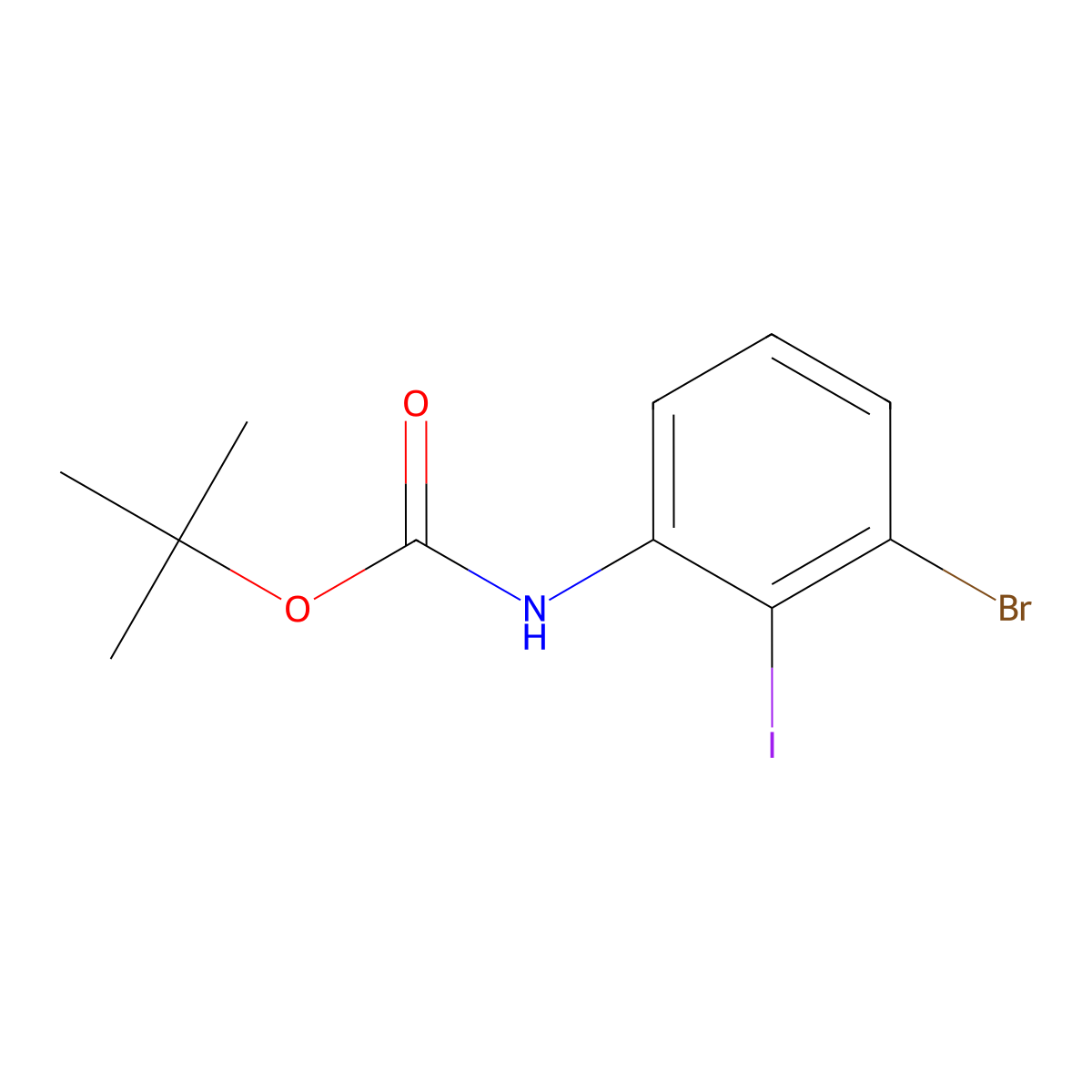 tert-butyl N-(3-bromo-2-iodophenyl)carbamate molecular structure, CAS 2680869-91-2