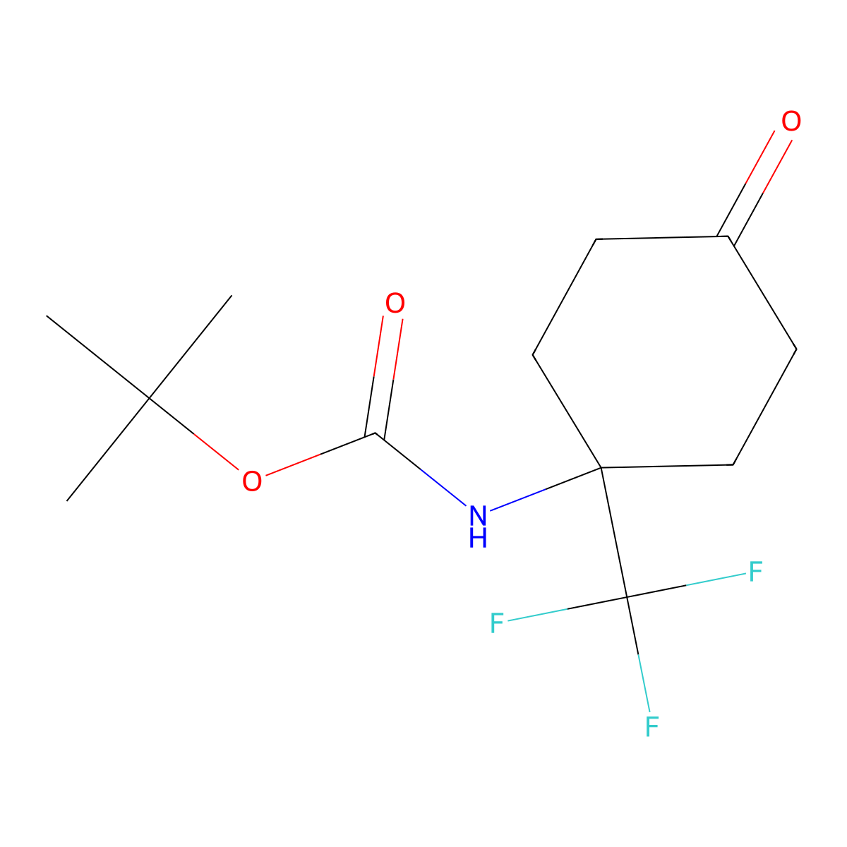 tert-butyl N-[4-oxo-1-(trifluoromethyl)cyclohexyl]carbamate molecular structure, CAS 2680869-92-3