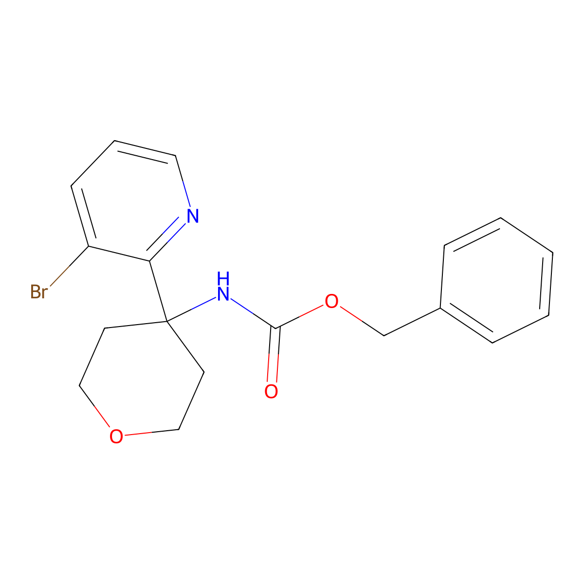 benzyl N-[4-(3-bromopyridin-2-yl)oxan-4-yl]carbamate molecular structure, CAS 2680869-93-4