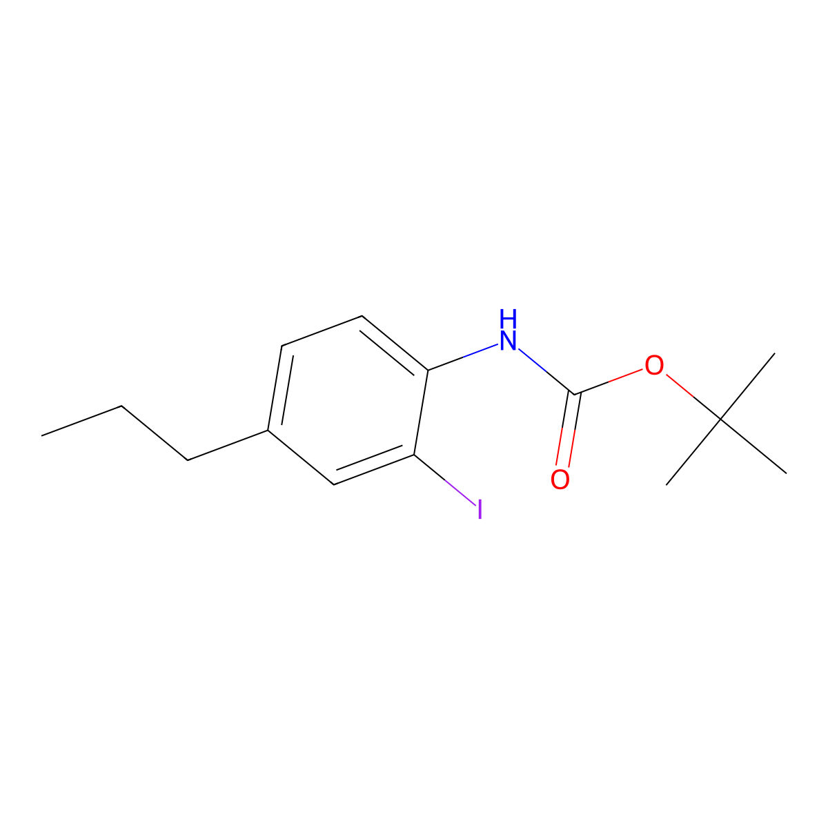 tert-butyl N-(2-iodo-4-propylphenyl)carbamate molecular structure, CAS 2680869-98-9