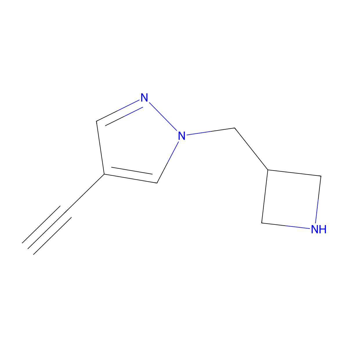 1-[(azetidin-3-yl)methyl]-4-ethynyl-1H-pyrazole molecular structure, CAS 2680870-00-0