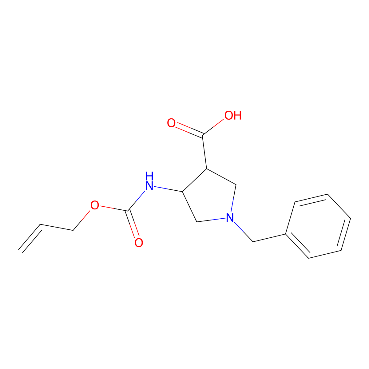 1-Benzyl-4-{[(prop-2-en-1-yloxy)carbonyl]amino}pyrrolidine-3-carboxylic acid molecular structure, CAS 2680870-03-3