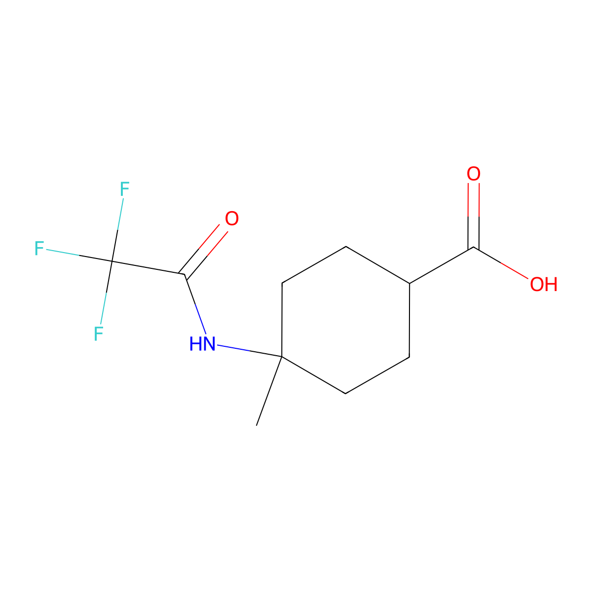 4-Methyl-4-(2,2,2-trifluoroacetamido)cyclohexane-1-carboxylic acid molecular structure, CAS 2680870-04-4