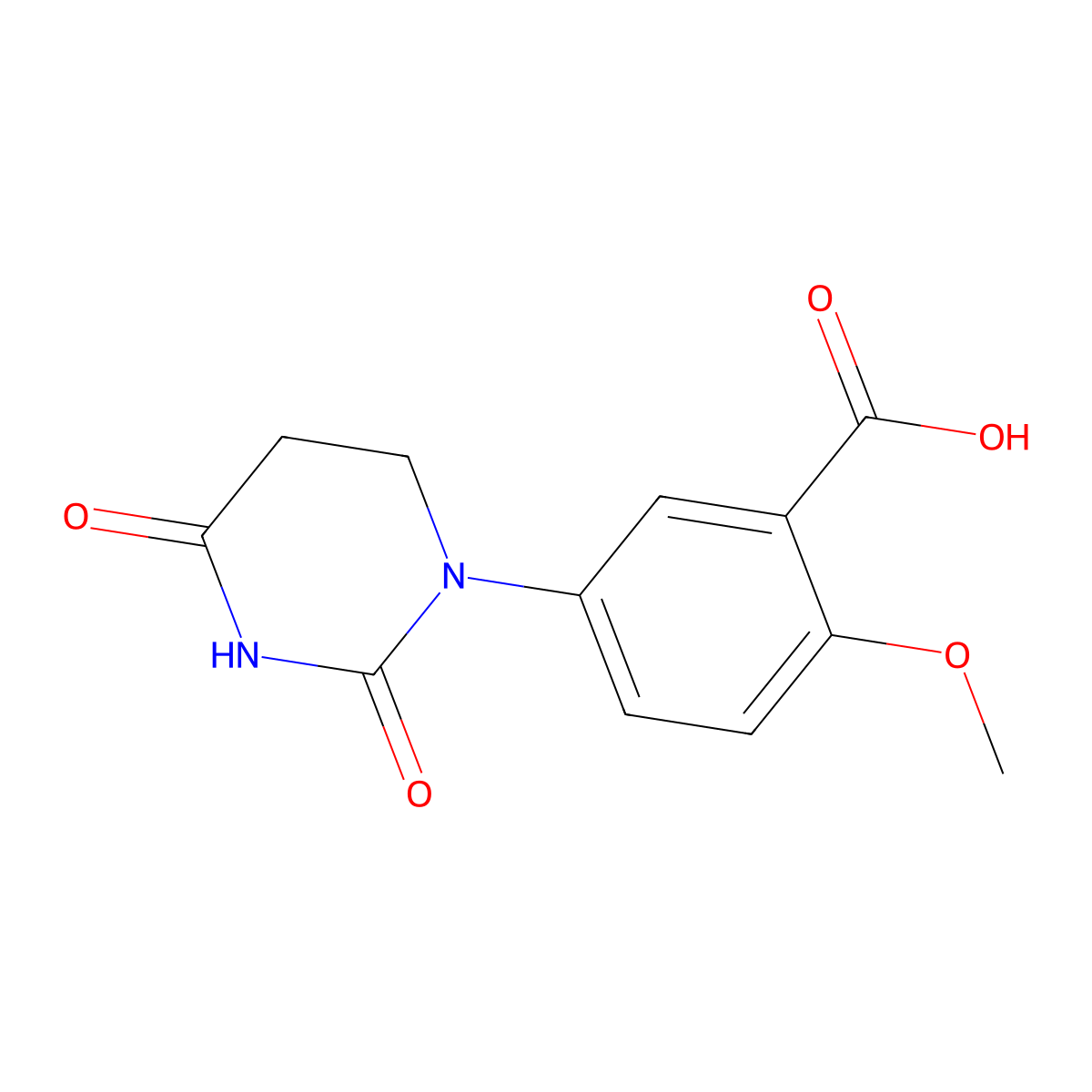 5-(2,4-Dioxo-1,3-diazinan-1-yl)-2-methoxybenzoic acid molecular structure, CAS 2680870-10-2