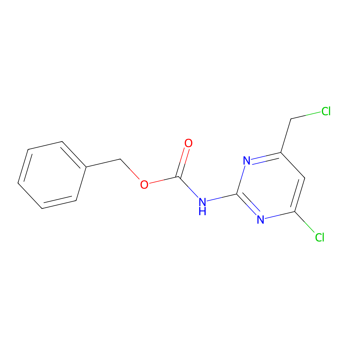 benzyl N-[4-chloro-6-(chloromethyl)pyrimidin-2-yl]carbamate molecular structure, CAS 2680870-11-3