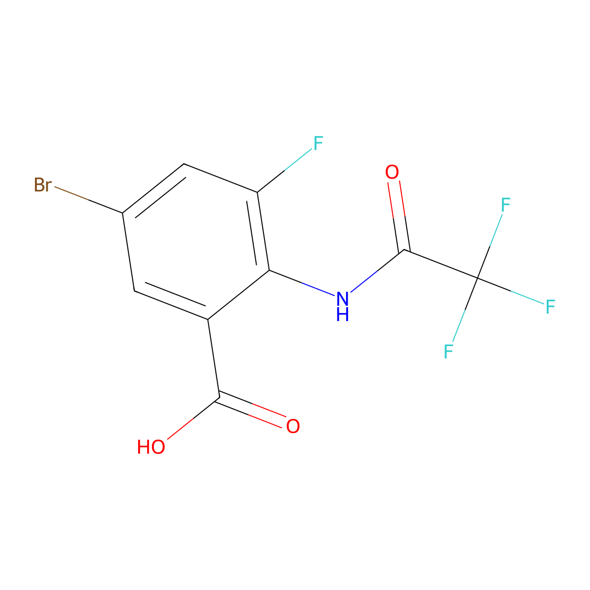5-Bromo-3-fluoro-2-(2,2,2-trifluoroacetamido)benzoic acid molecular structure, CAS 2680870-13-5
