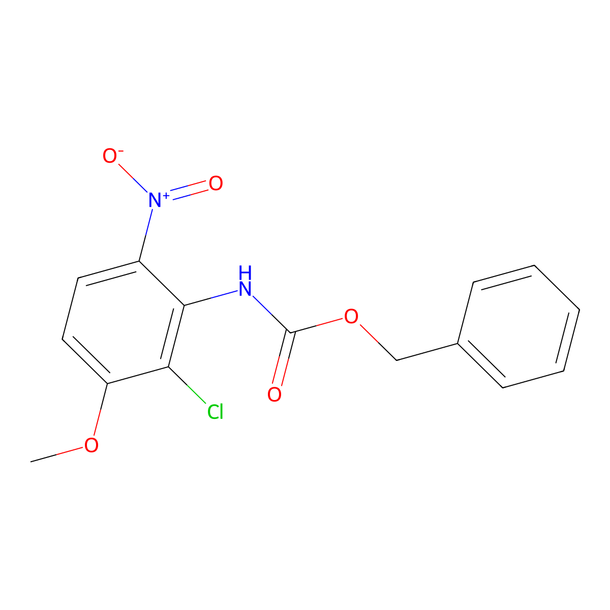 benzyl N-(2-chloro-3-methoxy-6-nitrophenyl)carbamate molecular structure, CAS 2680870-14-6